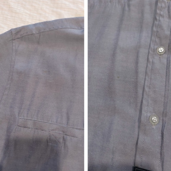 Kenneth Cole Reaction Vintage Button Short Sleeve Gray Silky Shirt Men Lg/Med - Picture 12 of 12